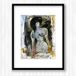 Original Mixed Media Nude Painting - Nude Love 3